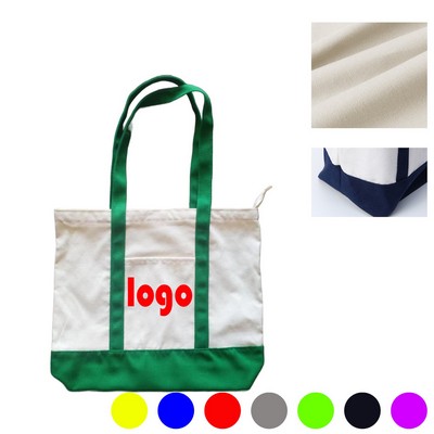 10 oz Cotton Canvas Boat Tote With Front Pocket